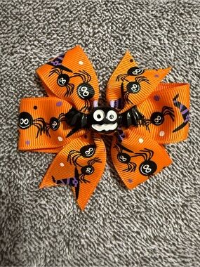Halloween bat Bow Hair Clip - Orange